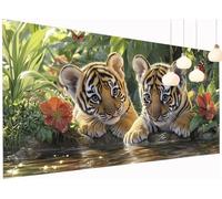 5D Diamond Painting Adultes Enfants Tigre Peinture Diamant Painting Papillon, DIY Broderie Diamant Grand Format 40x80 cm Kit Broderie Point de Croix pour Débutants Décoration Murale Maison S2-796