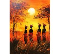 5D Diamond Painting Afrique Diamond Painting Adulte Enfant, DIY Strass Point de Croix Broderie Diamant Kit Complet Femme, Peinture Diamant Loisirs Créatifs Adultes pour Maison Décor 80 x 120 cm C-6269