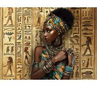 5D Diamond Painting Afrique Diamond Painting Adulte Enfant, DIY Strass Point de Croix Broderie Diamant Kit Complet Fille, Peinture Diamant Loisirs Créatifs Adultes pour Maison Décor 30 x 40 cm C-6333