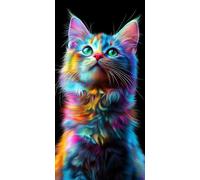 5D Diamond Painting Animal Diamond Painting Adulte Lune Canevas Kit Complet Adulte DIY Mosaique Strass Point de Croix Kit Broderie Peinture Diamant, pour Deco Chambre Decoration Noel 50x150cm J - 71