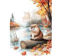 5D Diamond Painting Animal le Castor, Kit Peinture Diamant 100x130cm a-142