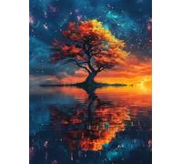 5D Diamond Painting Arbre De La Vie Peinture Numero Adulte, Diamond Painting Adulte Coucher De Soleil, DIY Loisirs Créatifs Adultes Kit, Strass Kit Point de Croix, Noel Decoration 50x65cm zyf-3973