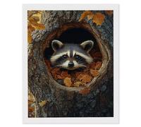 5D Diamond Painting Art Kits pour Adulte, Automne raton laveur Peinture Diamant Kits, DlY Round Full Drill Diamond Art Kit Point de Croix Set Débutant Cristal Artisanat Maison Décor 60 x 80cm g-900