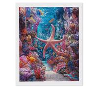 5D Diamond Painting Art Kits pour Adulte, Corail étoiles de mer Peinture Diamant Kits, DlY Round Full Drill Diamond Art Kit Point de Croix Set Débutant Cristal Artisanat Maison Décor 70 x 90cm g-960