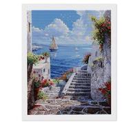 5D Diamond Painting Art Kits pour Adulte, Front de mer paysage Peinture Diamant Kits, DlY Round Full Drill Diamond Art Kit Point de Croix Set Débutant Cristal Artisanat Maison Décor 30 x 40cm g-273