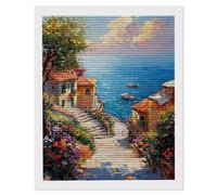 5D Diamond Painting Art Kits pour Adulte, Front de mer ville Peinture Diamant Kits, DlY Round Full Drill Diamond Art Kit Gemme Point de Croix Set Débutant Cristal Artisanat Maison Décor 30 x 40cm g276