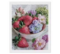 5D Diamond Painting Art Kits pour Adulte, Fruits fraises Peinture Diamant Kits, DlY Round Full Drill Diamond Art Kit Gemme Point de Croix Set Débutant Cristal Artisanat Maison Décor 80 x 100cm g-1008