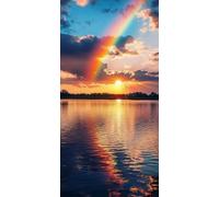 5D Diamond Painting Atardecer Diamond Painting Adultos Lago Punto de Cruz Kit Completo DIY Manualidades Adultos Cuadro Diamantes Cristal Punto de Cruz Niños, para Decoracion Otoño 60x120cm F - 935
