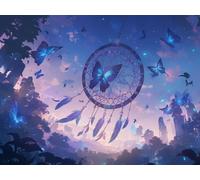 5D Diamond Painting Attrape-Rêves Diamond Painting Adulte Papillon DIY Peinture Diamant, Kits de Peinture Diamant Adultes Strass Point de Croix Painting pour Maison Décor, Cadeau 130x100cm, Model 51