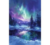 5D Diamond Painting Aurore Broderie Diamant Painting Paysage Peinture Diamant Adulte, Cristal Art Débutant Kit Broderie Mosaïque Activité Manuelle Adulte Pour Décoration Murale Maison 35x50 cm X4-1453