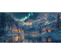 5D Diamond Painting Aurore des montagnes enneigées Kits pour Adultes Enfants Broderie Diamant Complète Ronde Kit d'Art Diamant DIY par Numéros pour Décoration Maison Cadeau AntiStress 25x50cm C458