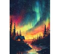 5D Diamond Painting Aurore Peinture Diamant Adulte, DIY Rivière Diamant Painting Enfant, Broderie Point de Croix Cristal Painting, Loisirs Créatifs Adultes pour Chambre Decoration 15x20 cm O4-510
