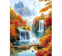 5D Diamond Painting Automne Peinture Diamant Adulte, DIY Paysage Diamant Painting Enfant, Broderie Point de Croix Cristal Painting, Loisirs Créatifs Adultes pour Chambre Decoration 80x110 cm O4-376