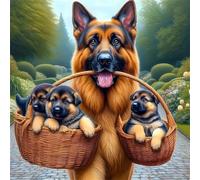 5D Diamond Painting Berger allemand Peinture Diamant Kit Complet,Carré DIY Animaux Chiens Diamond Art Painting,Broderie Diamant Strass Cristal Point de Croix Murale Décoration Cadeau 105x105 cm