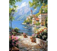 5D Diamond Painting Bord Mer Peinture Diamant Adulte, DIY Jardin Diamant Painting Enfant, Broderie Point de Croix Cristal Painting, Loisirs Créatifs Adultes pour Chambre Decoration 15x20 cm O4-932