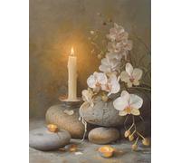 5D Diamond Painting Bougie, DIY Broderie Diamant Painting Kit Complet Fleur, Diamond Painting Adulte Bricolage Perle Diamant a Coller Artisanat Peinture Diamant pour Decoration Murale Salon 30x40cm