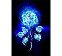5D Diamond Painting Broderie Point De Croix Kits Rose Flamme Bleue Broderie Diamant Kit Complet DIY Diamant Peinture Kit D'artisanat,5D Diamond Painting Kits Stickers Muraux Décor(Square drill)30x40cm