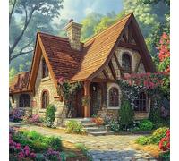 5D Diamond Painting Cabine, Peinture Diamant Adulte Fleur Broderie Diamant Kit Complet, DIY Full Drill Artisanat Cristal Painting Kit pour Débutant, Décoration Murale, Cadeau Femme 55x55cm G8-987