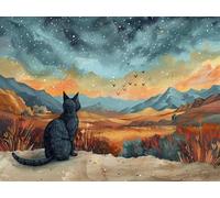 5D Diamond Painting Chat, Diamond Painting Adulte Paysage, DIY Broderie Diamant Point de Croix Kits, Peinture Diamant Activite Manuelle Adulte, Décoration Murale Maison, Cadeau Femme 30x40cm G-4336