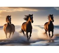5D Diamond Painting Cheval de course Loisirs Créatifs Adultes DIY Peinture Diamant Painting Strass Broderie Diamant Kit Complet Grand Format Craft pour Salon Chambre Décoration Murale 55x70cm W-11495
