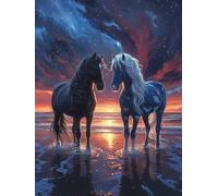 5D Diamond Painting Cheval, DIY Diamond Painting Adulte Ciel éToilé, Broderie Diamant Strass Point de Croix Kit Complet, Peinture Diamant Adulte pour Décoration Maison, Cadeau Femme 90x120cm J-3708