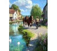 5D Diamond Painting Cheval, DIY Diamond Painting Adulte RivièRe, Broderie Diamant Strass Point de Croix Kit Complet, Peinture Diamant Adulte pour Décoration Murale Maison, Cadeau Femme 50x65cm 6-8114