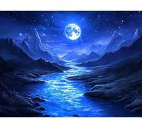 5D Diamond Painting Ciel éToilé Diamond Painting Adulte Kit Lune Diy Peinture Diamant Artisanat Strass Point de Croix Debutant Kit Pour la Maison Décoration Salon Murale Cadeaux Pour Femmes 35x45 T190