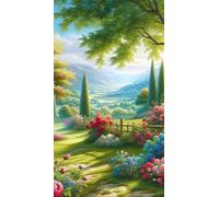 5D Diamond Painting,Ciel fleuri des prairies Diamond Painting Kit Complet pour Adulte,DIY Round Drill Cristal Strass Broderie Point de Croix Peinture Diamant pour Décoration Intérieur 70x150cm