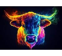 5D Diamond Painting Coloré, Kit Peinture Diamant Adulte, Bovins Des Hautes Terres Diamond Painting Broderie Complet Art du Diamant Point De Croix Cristal Kit, Cadeau Femme Débutants 50x70cm T0U-175