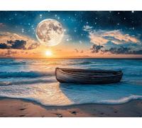 5D Diamond Painting Coucher de soleil 50x70 cm Peinture Diamant Adulte Bateau Broderie Diamant Kit Complet Round Full Drill Diamond Painting DIY Activité Manuelle Tableau pour Decoration Maison G-969