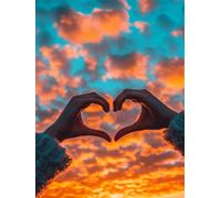 5D Diamond Painting Coucher de soleil, Amour Diamond Painting 35x50cm, Broderie Diamant Kit Complet DIY Diamant Strass Point de Croix Crista Mosaique Kit pour Decoration Maison Chambre Murale,Model384