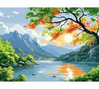 5D Diamond Painting Coucher De Soleil Diamond Painting Adulte Kit Arbre Diy Peinture Diamant Artisanat Strass Point de Croix Debutant Kit Pour la Maison Décoration Salon Murale Cadeaux 80x100cm T26