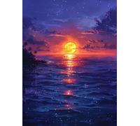 5D Diamond Painting Coucher De Soleil, Diamond Painting Adulte OcéAn, DIY Loisirs Créatifs Adultes, Broderie Diamant Kit Complet, Crystal Point de Croix Artisanat, Decoration Maison 50x65cm 9-9941