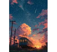 5D Diamond Painting Coucher De Soleil, Diamond Painting Enfant Train, DIY Loisirs Créatifs Adultes Kits, 5D Broderie Diamant Activité Manuelle, Peinture Diamant Kits, Decoration Maison, 50x70cm U-1359