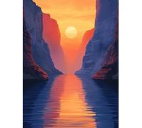 5D Diamond Painting Coucher De Soleil, DIY Diamond Painting Adulte RivièRe, Broderie Diamant Strass Point de Croix Kit Complet, Peinture Diamant Adulte pour Décoration Maison Cadeau 70x95cm R-9284