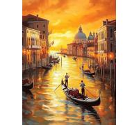 5D Diamond Painting Coucher Soleil Peinture Diamant Adulte, DIY Venise Diamant Painting Enfant, Broderie Point de Croix Painting Loisirs Créatifs Adultes pour Chambre Decoration 35x55 cm O4-290
