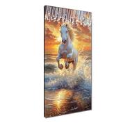 5D Diamond Painting Coucher Soleil Peinture Diamant Painting, DIY Cheval Broderie Diamant Kit Complet, Diamond Art Point de Croix Loisirs Créatifs Adultes pour Decoration Murale 60x120 cm T3-1270