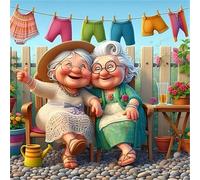 5D Diamond Painting Cour des personnes âgées Peinture Diamant Kit Adulte Complet,DIY Moment romantique Diamond Art Painting,Broderie Diamant Strass Cristal Point de Croix Murale Décoration Cadeau