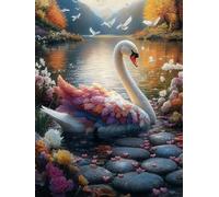 5D Diamond Painting Cygne Diamond Painting Adulte Kit Lac Diy Peinture Diamant Artisanat Strass Point de Croix Debutant Kit Pour la Maison Décoration Salon Murale Cadeaux Pour Femmes 30x40cm T18