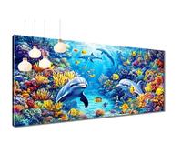 5D Diamond Painting Dauphin Peinture Diamant Painting, DIY Corail Broderie Diamant Kit Complet, Diamond Art Point de Croix Bricolage Loisirs Créatifs Adultes pour Decoration Murale 50x100 cm T3-958