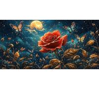 5D Diamond Painting Des roses vibrantes Kits pour Adultes & Enfants, Broderie Diamant Complète Ronde, Kit d'Art Diamant DIY par Numéros pour Décoration Murale Maison, Cadeau Anti-Stress 70x140cm C-422