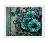 5D Diamond Painting, DIY Fleurs Diamant Painting Complet, Ronde Diamond, Art du Diamant Peinture Strass Point de Croix Painting pour Adultes Enfant Débutants, Murale Décoration, Cadeaux 35x55 cm A-435