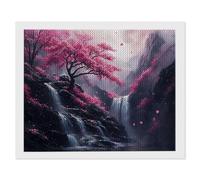 5D Diamond Painting, DIY La Forêt Des Cascades Diamant Painting Complet, Ronde Diamond, Art du Diamant Peinture Strass Point de Croix Painting pour Adultes Enfant Débutants, Murale Décor 60x80 cm A830