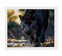 5D Diamond Painting, DIY La Panthère Noire Diamant Painting Complet, Ronde Diamond, Art du Diamant Peinture Strass Point de Croix Painting pour Adultes Enfant Débutants, Murale Décor 20x30 cm A-354