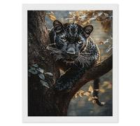 5D Diamond Painting, DIY La Panthère Noire Diamant Painting Complet, Ronde Diamond, Art du Diamant Peinture Strass Point de Croix Painting pour Adultes Enfant Débutants, Murale Décor 20x30 cm A-355