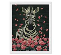 5D Diamond Painting, DIY La Rose Zèbre Diamant Painting Complet, Ronde Diamond, Art du Diamant Peinture Strass Point de Croix Painting pour Adultes Enfant Débutants, Murale Décoration 30x40 cm A-38