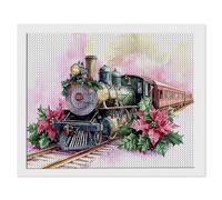 5D Diamond Painting, DIY Le Train De Noël Diamant Painting Complet, Ronde Diamond, Art du Diamant Peinture Strass Point de Croix Painting pour Adultes Enfant Débutants, Murale Décoration 20x30 cm A926
