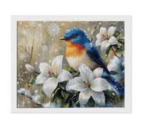 5D Diamond Painting, DIY Oiseaux Fleurs Diamant Painting Complet, Ronde Diamond, Art du Diamant Peinture Strass Point de Croix Painting pour Adultes Enfant Débutants, Murale Décoration 60x80 cm A-758
