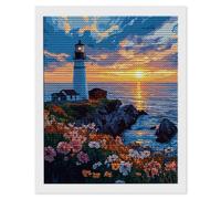 5D Diamond Painting, DIY Phare De Paysage Diamant Painting Complet, Ronde Diamond, Art du Diamant Peinture Strass Point de Croix Painting pour Adultes Enfant Débutants, Murale Décoration 70x90 cm A238
