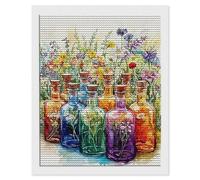 5D Diamond Painting, DIY Vase Coloré Diamant Painting Complet, Ronde Diamond, Art du Diamant Peinture Strass Point de Croix Painting pour Adultes Enfant Débutants, Murale Décoration 20x30 cm A-62